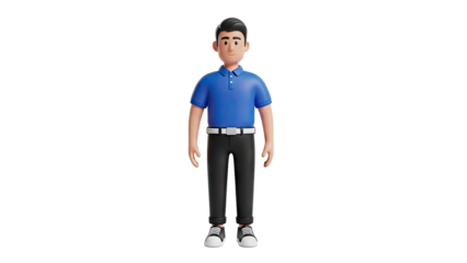 3D Cartoon Man Character on transparent background