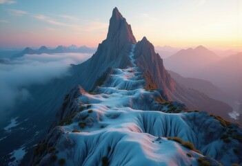 Ethereal Horn Peak Towered By Glacial Shapes Majestic Alpine Icon Carrier of Rich Longevity And Unique Silhouettes