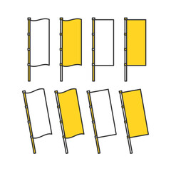のぼり旗。フラッグのアイコンセット。Banner flag. Flag icon set.