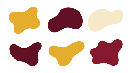 Abstract shapes in yellow, red, and beige on a white background illustration