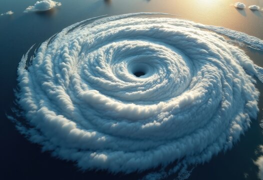 Satellite View of Hurricane Spiral Phenomena Observing Atmospheric Turbulence Rapidly Wrapping around Core