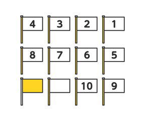 四角の旗。番号付き旗。フラッグ。Square flags. Numbered flags. Flags.