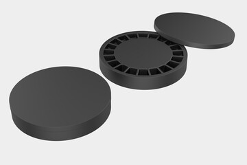 Recyclable round Shaped Box For Food, Chocolate, candy Etc. 3d illustration