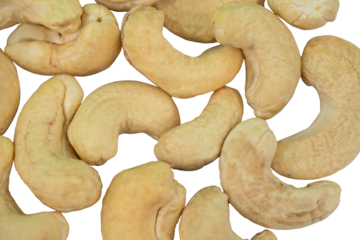 Close-Up of Raw Cashew Nuts: Heart Healthy, Untested, Protein-Rich Snack, Perfect for Boosting Energy and Nourishing Your Body Daily on Transparent Background.