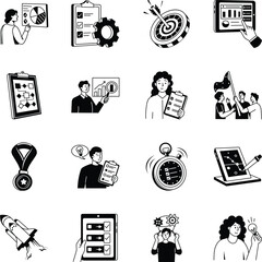 Collection of Project Management Doodle Style Illustrations 