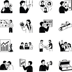 Collection of Project Management Doodle Style Illustrations 