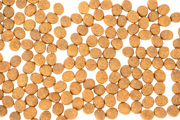 Scattered Brown Pet Food Pellets on Transparent Background: Exploring Quality Pet Products for...