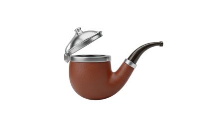 3D Smoking pipe with open metal lid transparent background