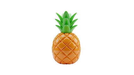 3D Stylized 3D pineapple fruit illustration on transparent background