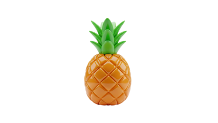 3D Stylized 3D pineapple fruit illustration on transparent background