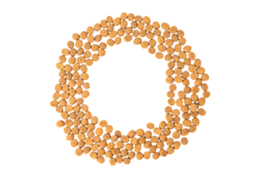 Scattered brown pet food pellets provide essential nutrition for animals; ideal for pet products, these dry food options support healthy diets and well-being on Transparent Background.
