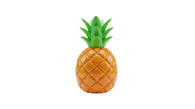 3D Stylized 3D pineapple fruit illustration on transparent background - Powered by Adobe