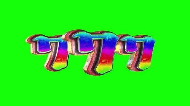 Triple Number seven 3D text loop animation