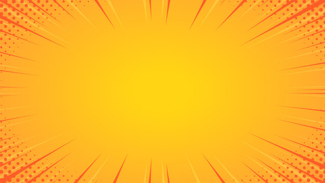 Speed lines as manga comic effect on transparent background. Cartoon anime action background. Abstract yellow comic zoom vector illustration. Yellow comic book effect. Modern creative pop art orange h