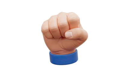 3D Rendered Fist with Blue Band on transparent background