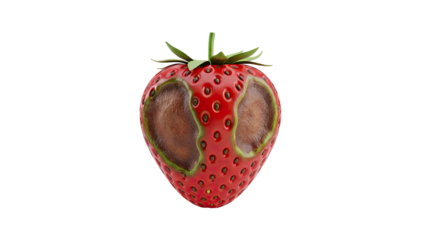 3D Rotten Strawberry on transparent background