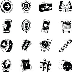 Art & IllustrPack of Media and Devices Doodle Style Illustrations 
ation