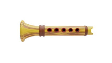 3D Recorder Musical Instrument on transparent background
