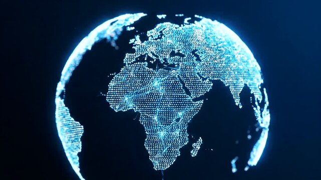 Digital representation of Earth highlighting continents