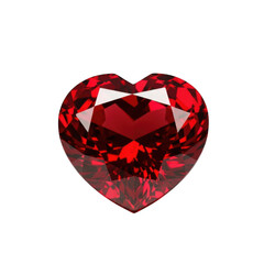 Fototapeta premium Red heart-shaped gemstone, isolated on transparent background