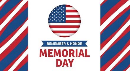 Memorial Day banner with American flag stars and patriotic red blue design
