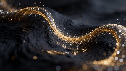 Abstract golden light wave on dark surface
