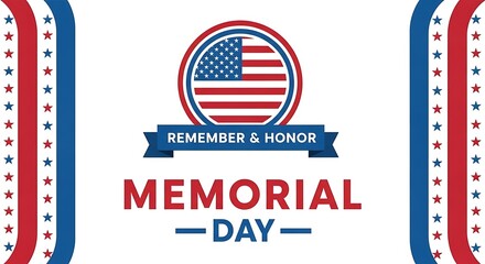 Memorial Day banner with American flag stars and patriotic red blue design
