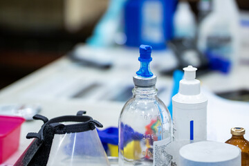 Laboratory scene illustrating technician activities and sample handling procedures