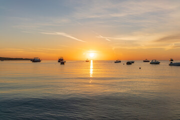 Sunrise over the sea. Panoramic seascape.