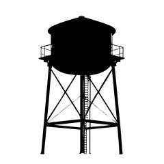 Black Water Tower Silhouette Vector Icon Isolated on White Background