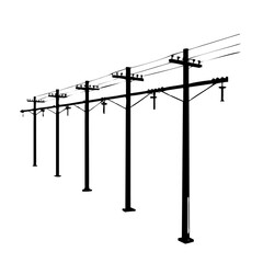 Electric Utility Power Lines and Telegraph Poles Vector Outline Icon