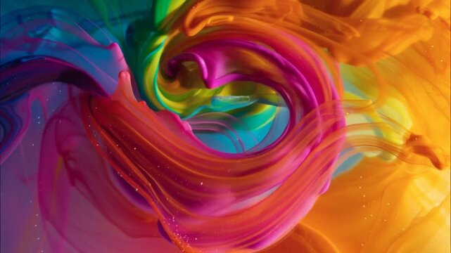 Vibrant colorful liquid swirling dynamically in abstract motion