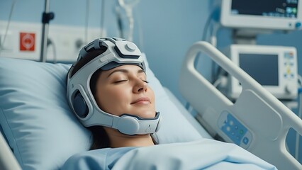 Patient undergoing medical treatment in hospital bed