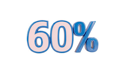 3D Sixty Percent 60% Number Symbol on transparent background