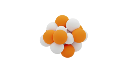 3D Cluster of Orange and White Spheres on transparent background