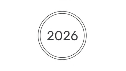 Simple black and white 2026 calendar icon or label design element on white background