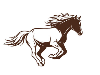 A majestic brown horse galloping with flowing mane and tail illustration © MDSAEEM