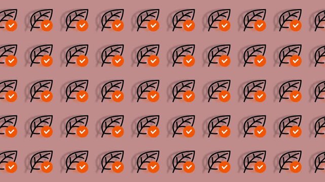 Seamless Pattern of Autumn Leaves with Orange Hearts.