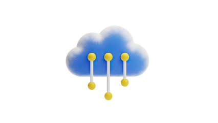3D Cloud Icon with Network Connections on transparent background
