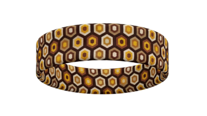 3D Retro geometric pattern on a curved band on transparent background