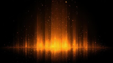 Abstract Glowing Light Trails Against Black Background Representing Sound Waves