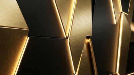 Luxury Gold and Black Geometric Stage for Year End Party Event