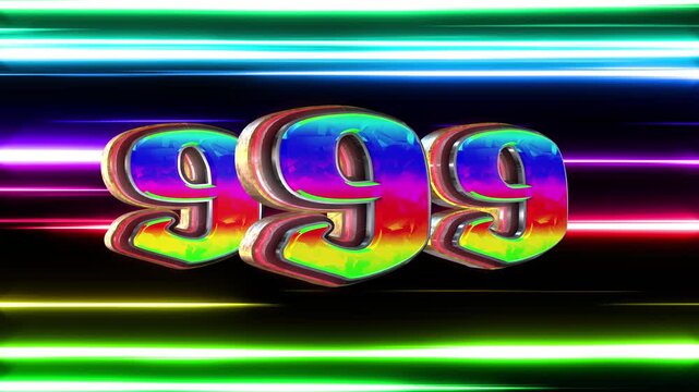 Triple Number nine 3D text loop animation