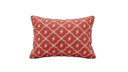 3D Red Pillow with White Lightning Bolt Pattern on transparent background