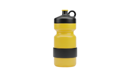 3D Yellow and black sports water bottle transparent background