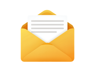 Yellow envelope with a letter inside.