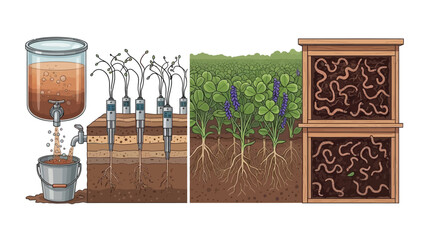 Regenerative Agriculture and Soil Health Composting Vector