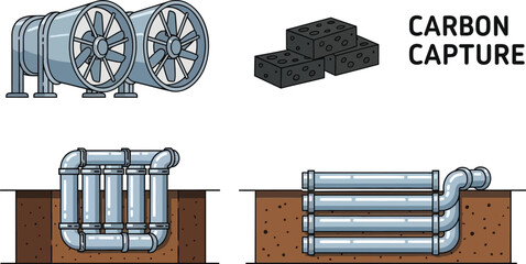 Carbon Capture and Storage Technology Infrastructure Vector