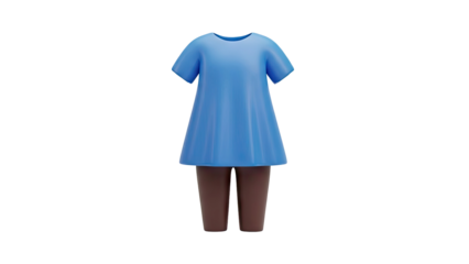 3D Blue T-shirt and brown pants 3d render on transparent background