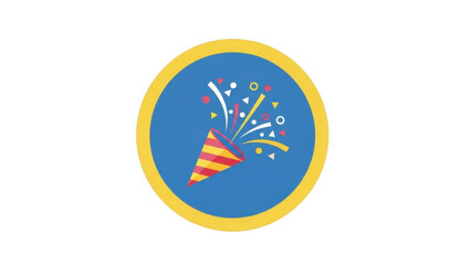 Obraz premium Festive Party Popper Exploding Confetti Icon On Blue